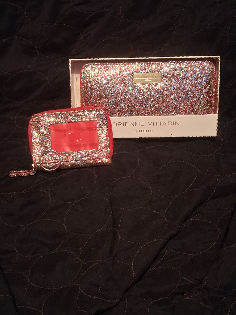 Adrienne Vittadini Multicolor Glitter Wallet and Card Case